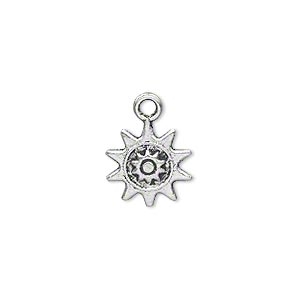 Antique Silver Plated 13mm Sun Charm