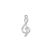 Silver Plated Treble Clef Charms 16x7mm, 2pc