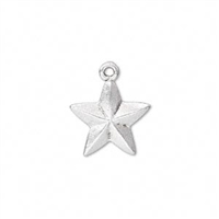 Silver Plated Star Charms, 15mm, 2pc