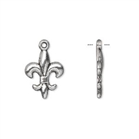 Silver Plated Fleur de lis Charms, 15x12mm, 2pc