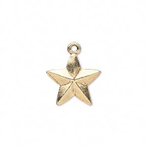 Gold Plated Star Charms, 2pc