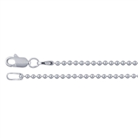 20 inch Sterling Bead Chain Necklace with Spring Clasp, 1.2mm