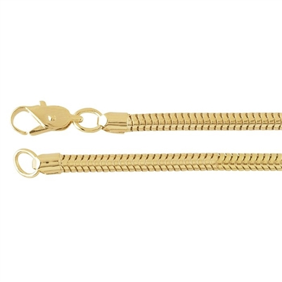 18in Gold Plated Snake Chain Necklace with Spring Clasp