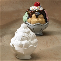 Bisque Sundae Bank (Unpainted, ready for glaze)