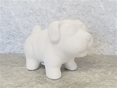 Bisque Pug Bank (Unpainted, ready for glaze)