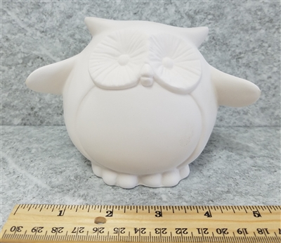 Bisque Owl Bank (Unpainted, ready for glaze)