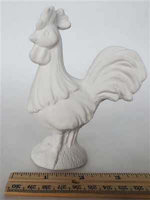 Bisque Rooster,  5H x 3.5W (Unpainted, ready for glaze)