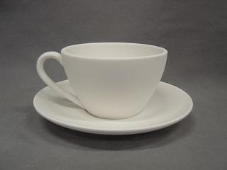 Bisque Retro Latee Cup & Saucer (Unpainted, ready for glaze)