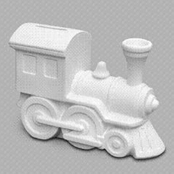 Bisque Train Bank (Unpainted, ready for glaze)