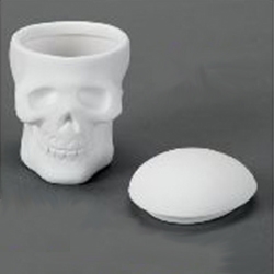 Bisque Skull Box (Unpainted, ready for glaze)