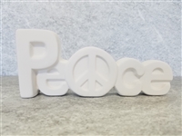 Bisque Peace Block Letters (Unpainted, ready for glaze)