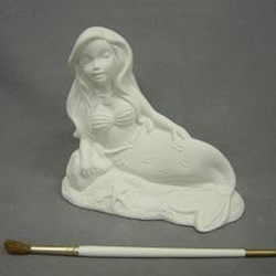 Bisque Reclining Mermaid (Unpainted, ready for glaze)
