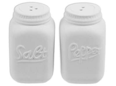 Bisque Mason Jar Style Salt and Pepper Shakers (Unpainted, ready for glaze)
