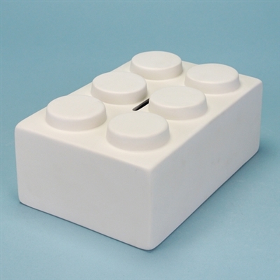 Bisque Lego Brick Bank (Unpainted, ready for glaze)