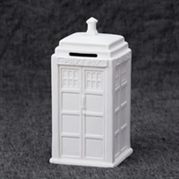 Bisque Police Box Bank (Unpainted, ready for glaze)