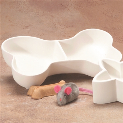 Bisque Dog Bone Bowl (Unpainted, ready for glaze)