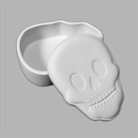 Bisque Sugar Skull Box (Unpainted, ready for glaze)