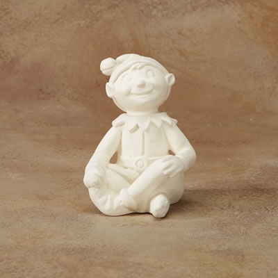 Bisque Sitting Elf (Unpainted, ready for glaze)