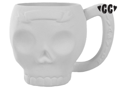 Bisque Skull Mug Viva La Vida (Unpainted, ready for glaze)