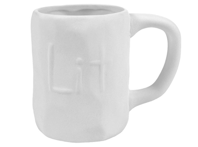 Bisque "Lit" Mug (Unpainted, ready for glaze)