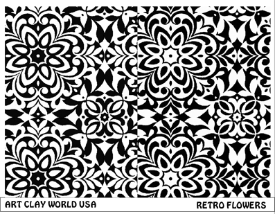 Retro Flowers Low Relief Texture Plate 5.5x4.25