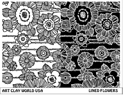 Lined Flowers Low Relief Texture Plate 5.5x4.25