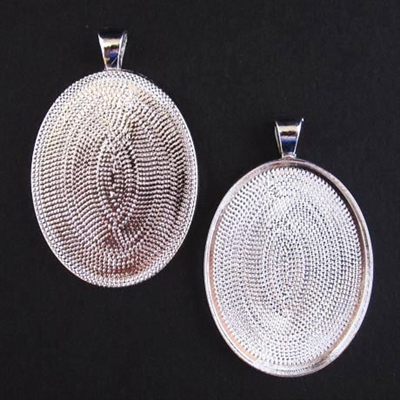 Silver medium 22x30mm oval Bezel 5pc