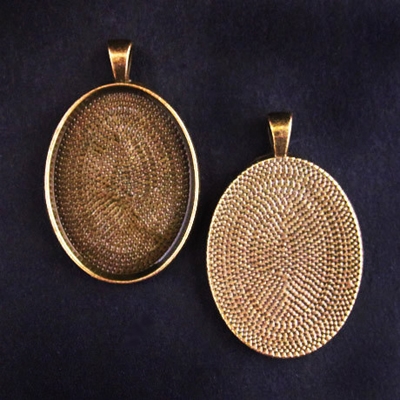 Antique Brass Medium 22x30mm Oval Bezel - 5pc