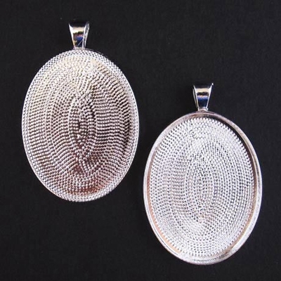 Silver Large 30x40mm Oval Bezel - 1pc