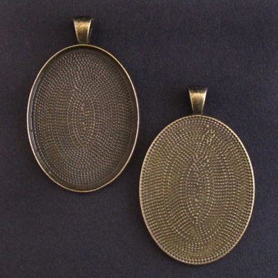 Antique Brass Large 30x40mm Oval Bezel - 1pc