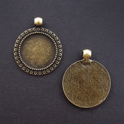 Antique Brass Mini Round Frame 25mm Bezel - 5pc