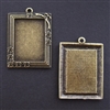 Antique Brass Rectangle Frame 36 x 45mm Bezel - 5pc