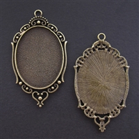 Antique Brass Ornate Oval 36x60mm Bezel - 5pc