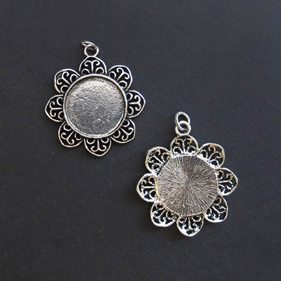 Silver Round Filigree 20mm Bezel - 1pc