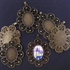 Antique Brass Oval Filigree 22x30mm Bezel - 1pc