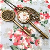 Antique Brass Round Key 20mm Bezel - 1pc