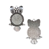 Silver Round 25mm Owl Pendant - 5pc