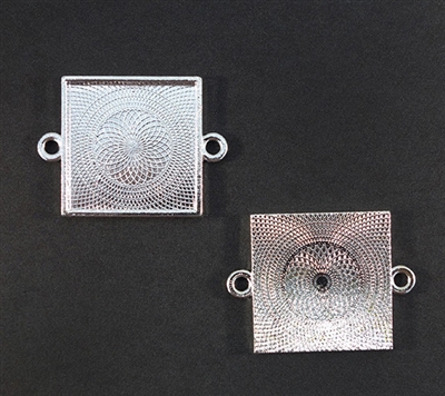 Silver Medium Square Link 25mm Bezels - 1pc