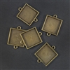 Antique Brass Medium 25mm Square Link Bezels - 5pc