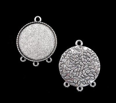 Silver 3 Dangle 30mm Bezel, 1pc