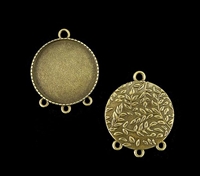 Antique Brass 3 Dangle 30mm Bezel, 1pc