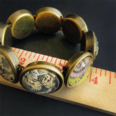 Antique Brass 8 Link Bracelet 20mm Round Bezels, 1pc