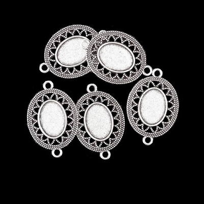 Silver Deco Link 13x18mm Bezel, 5pc