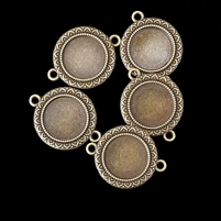 Antique Brass Petal Frame Link 20mm Bezel, 5pc