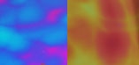 Aurora Borealis on Clear Thin Cyan/Dark Red Coating, 4" x 4", COE96
