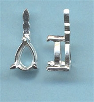 Pure Silver 6x4mm Pear Setting w/tongue 1pcs