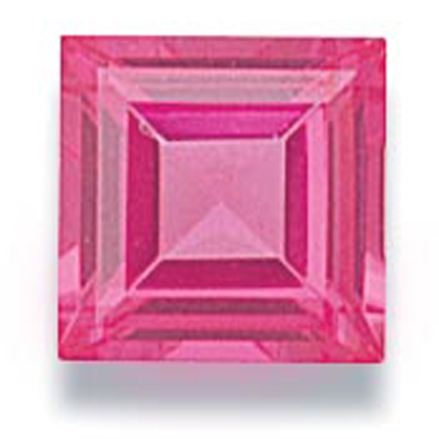 Pink Square Cut CZ- 5pc. 4mm