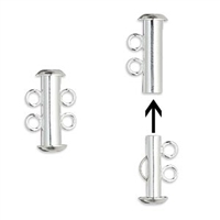 Silver Plated 16mm 2 Strand Slide Tube Lock 2pc
