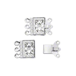 Silver Plated 3 Strand Clasp 5pc
