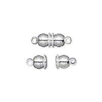 Silver Plated 12x6mm Double Round Magnetic Clasp 1 set